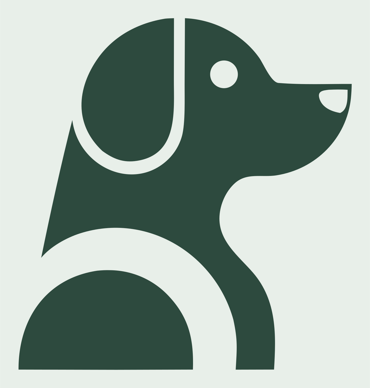 Negative Space Sitting Puppy Side Profile Badge #e8efe9/#2d4a3e
