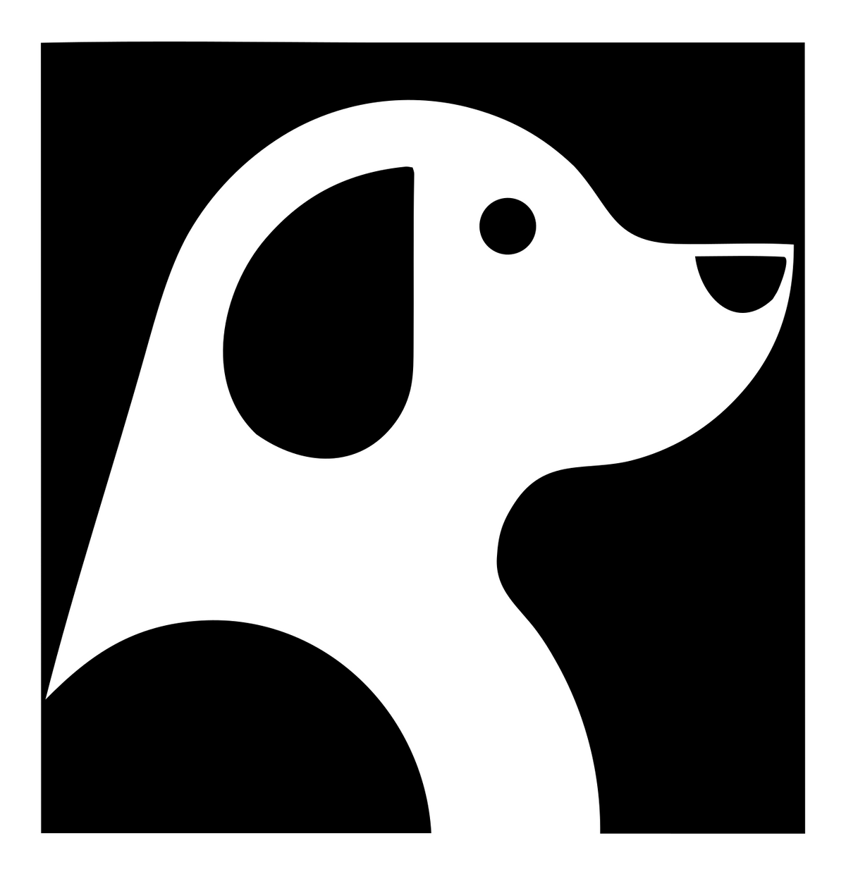 Negative Space Sitting Puppy Profile Badge #ffffff/#000000