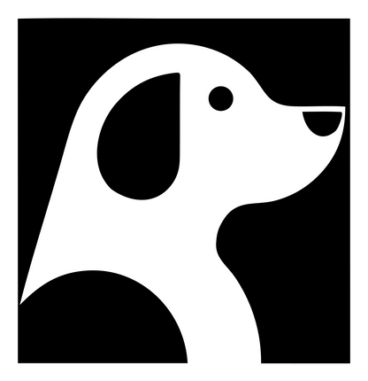 Negative Space Sitting Puppy Profile Badge #ffffff/#000000