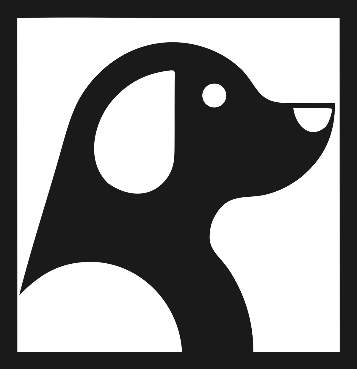 Negative Space Sitting Puppy Profile Badge #1a1a1a/#ffffff