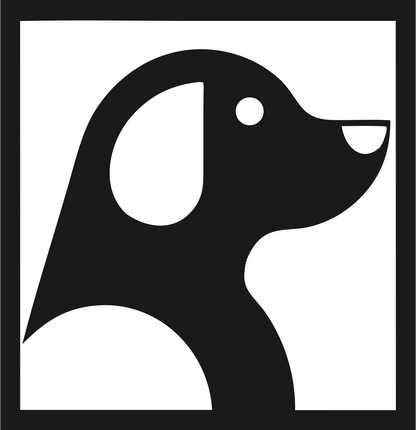 Negative Space Sitting Puppy Profile Badge #1a1a1a/#ffffff
