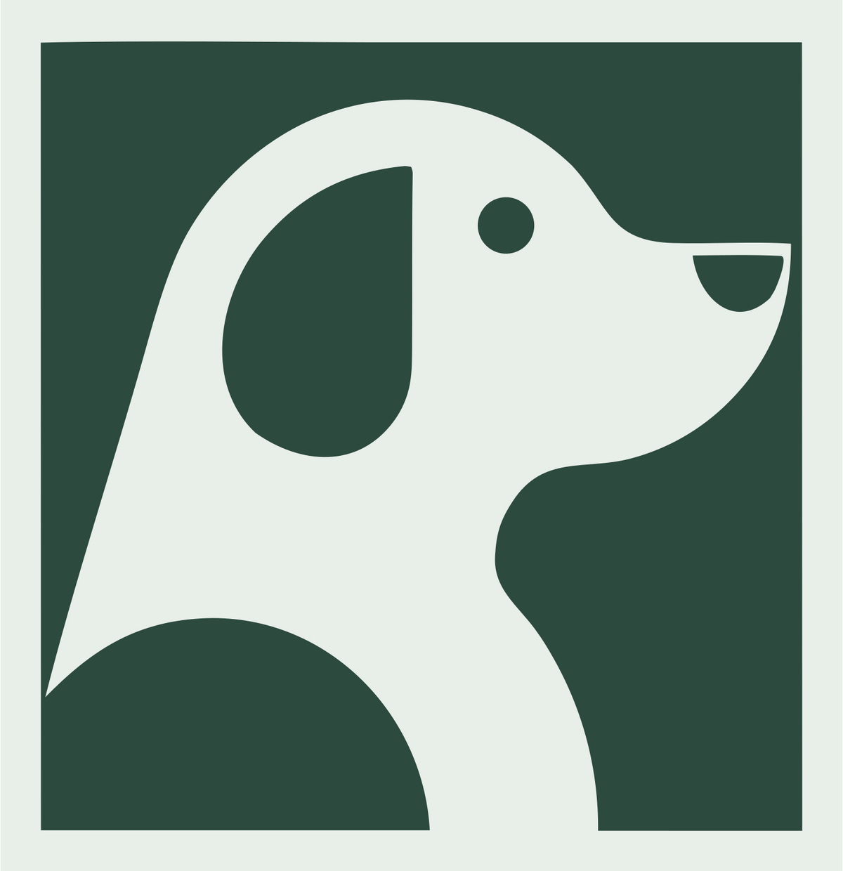 Negative Space Sitting Puppy Profile Badge #e8efe9/#2d4a3e