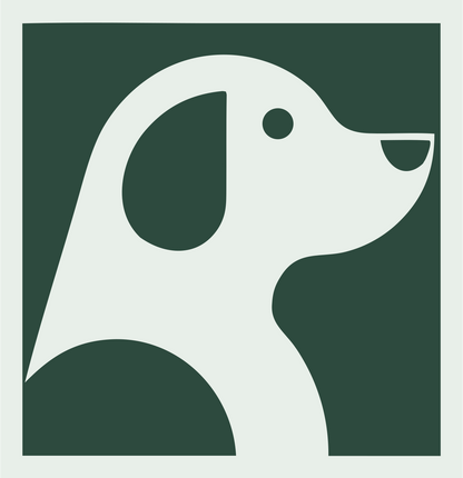 Negative Space Sitting Puppy Profile Badge #e8efe9/#2d4a3e