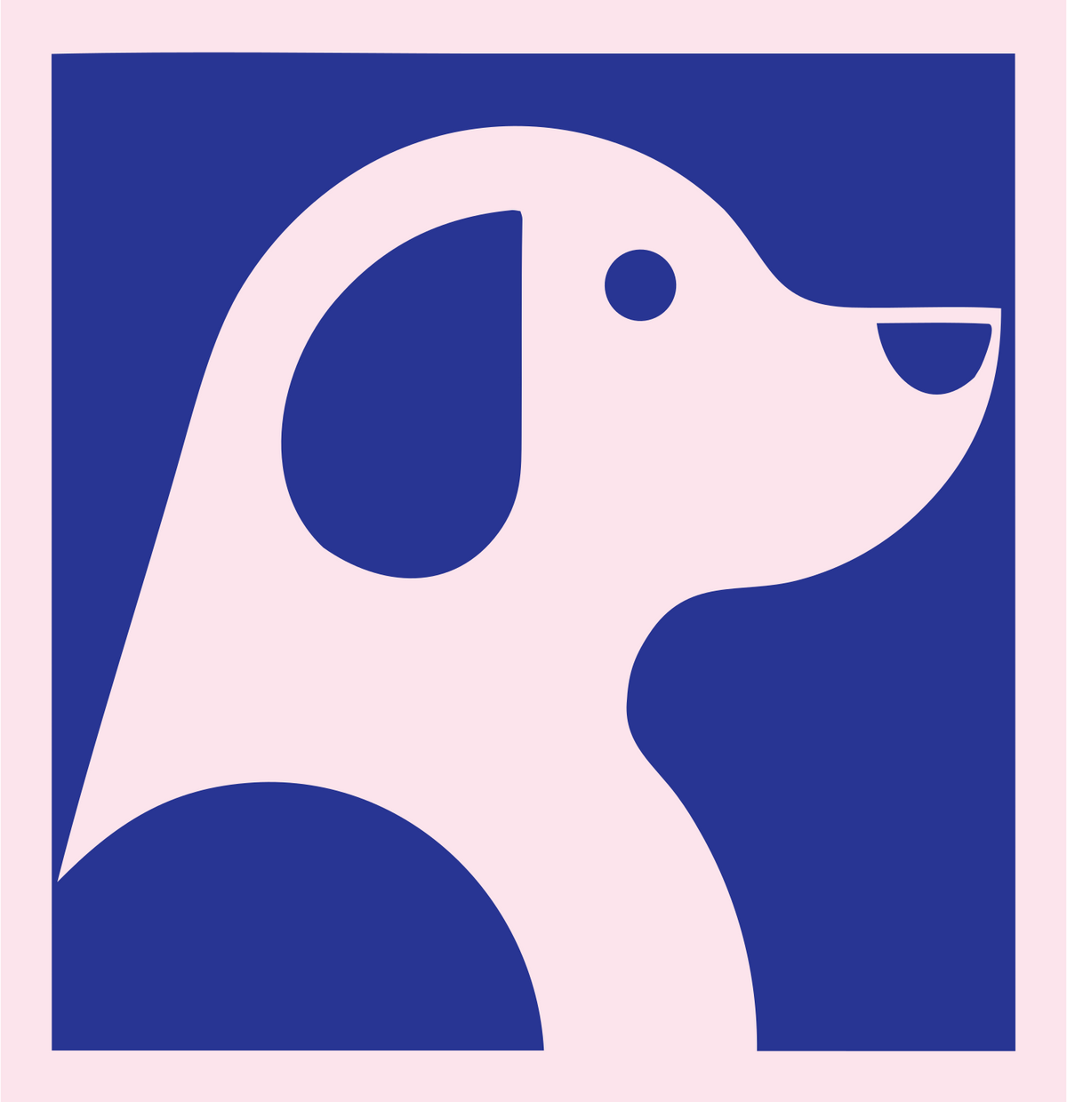 Negative Space Sitting Puppy Profile Badge #fce4ec/#283593