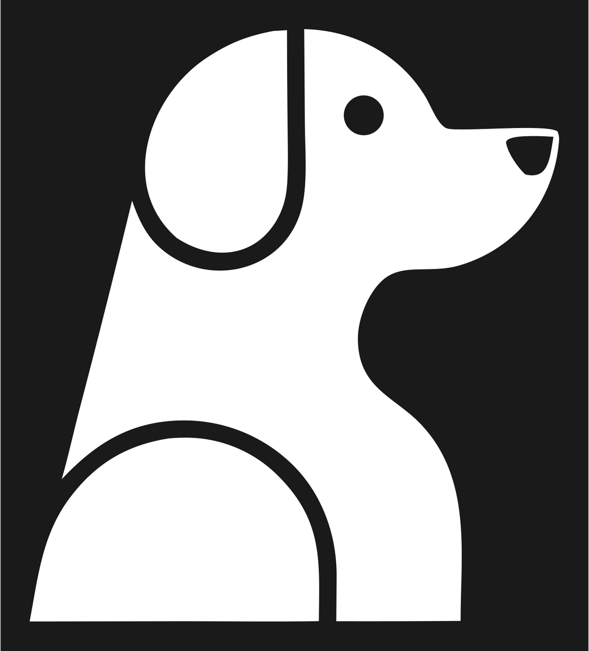 Negative Space Sitting Labrador Side Profile Badge #1a1a1a/#ffffff