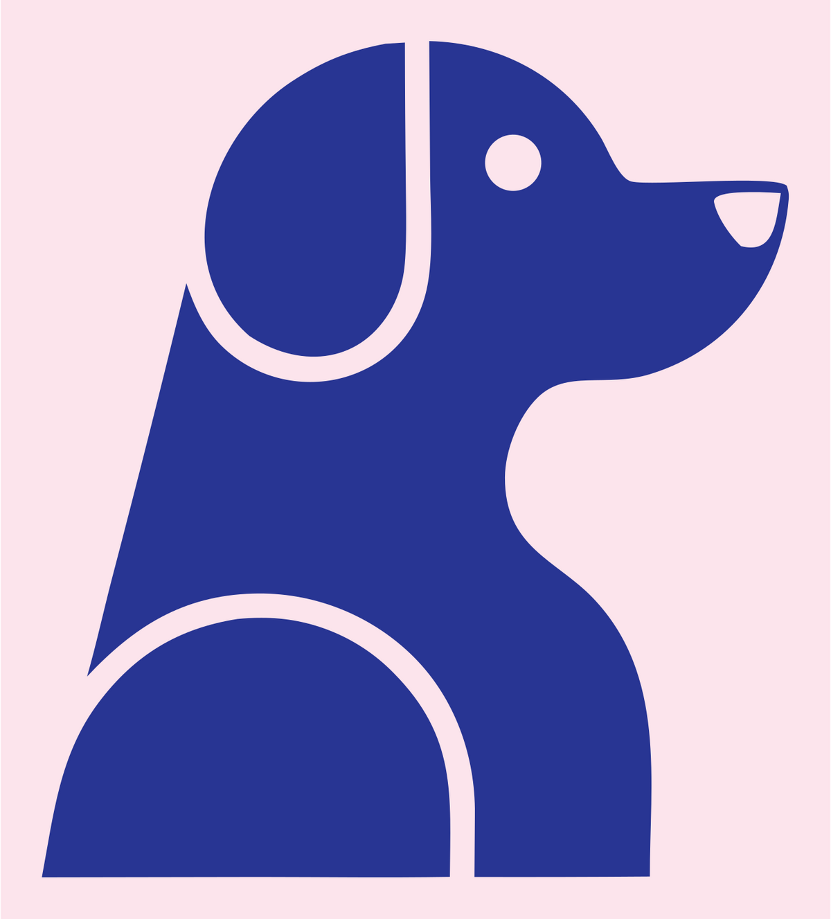 Negative Space Sitting Labrador Side Profile Badge #fce4ec/#283593