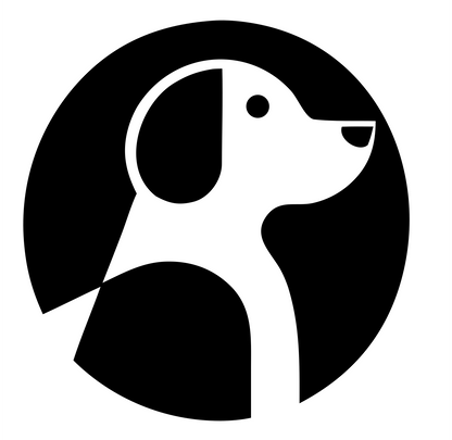 Negative Space Beagle Profile Circle Badge #ffffff/#000000
