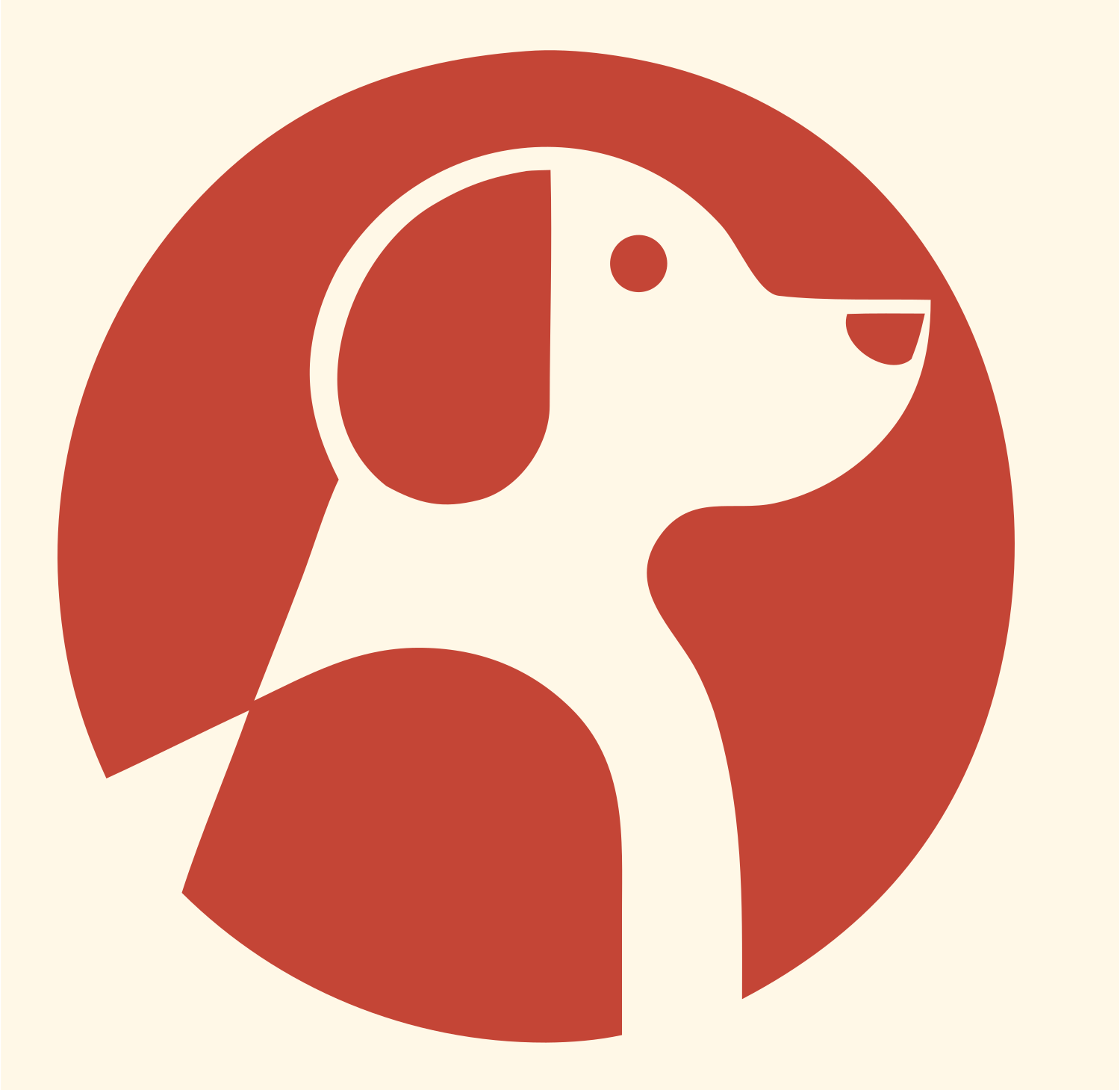 Negative Space Beagle Profile Circle Badge #fff8e7/#c44536