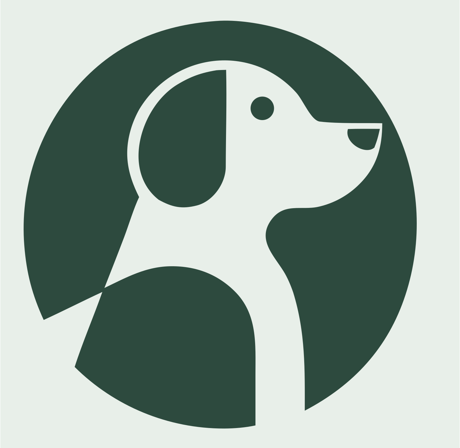 Negative Space Beagle Profile Circle Badge #e8efe9/#2d4a3e