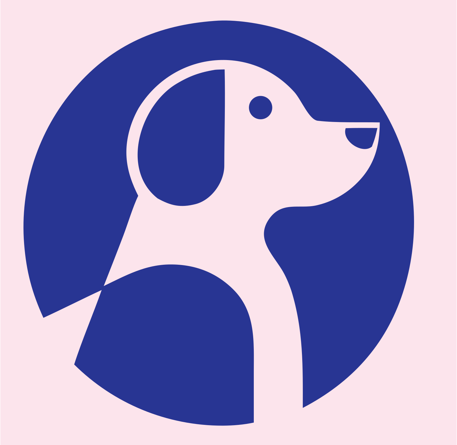 Negative Space Beagle Profile Circle Badge #fce4ec/#283593