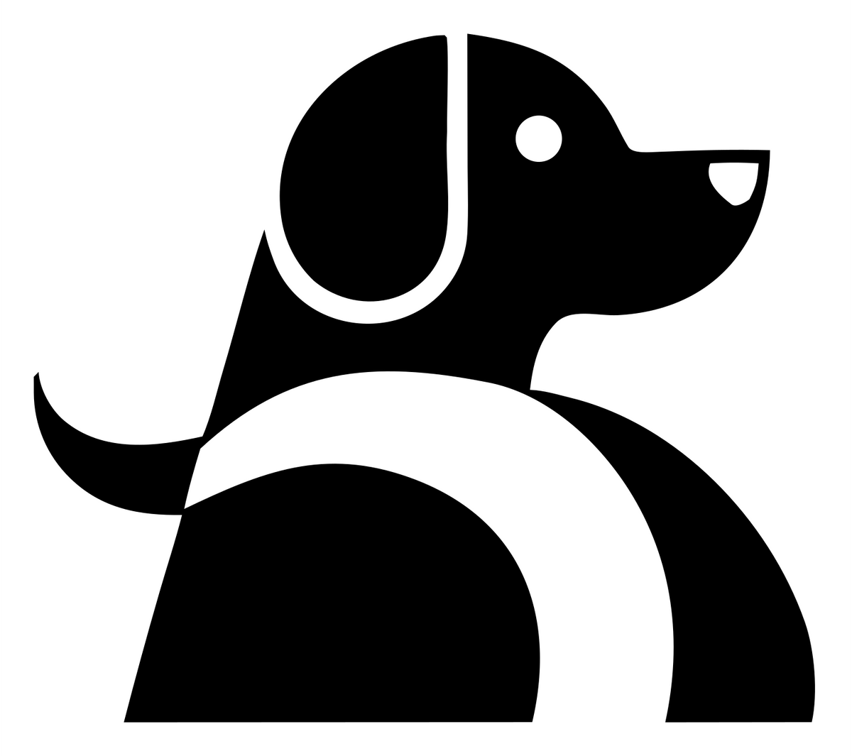 Negative Space Sitting Puppy Side Profile Mark #ffffff/#000000