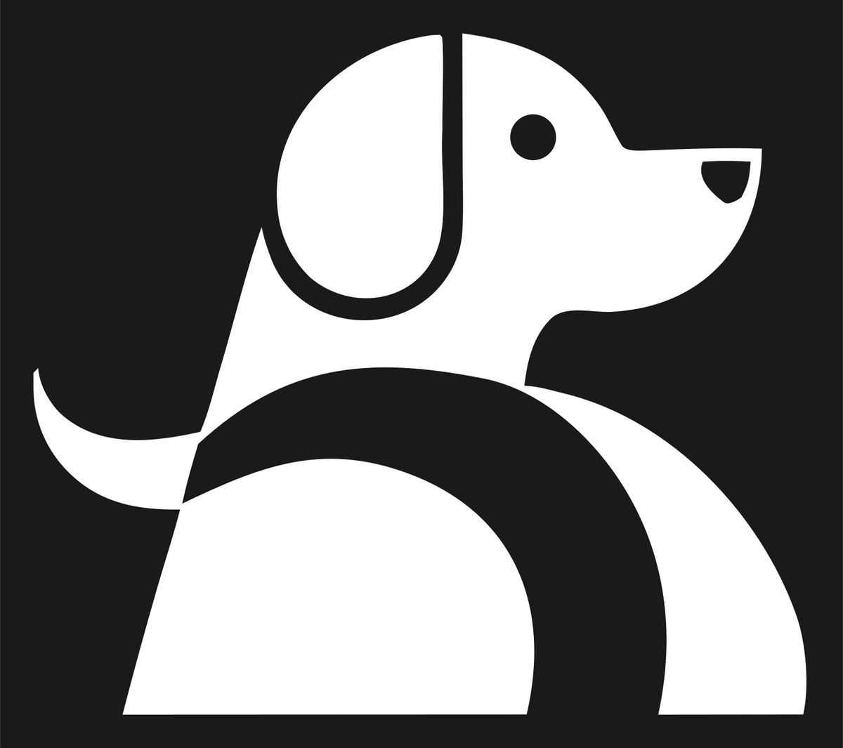 Negative Space Sitting Puppy Side Profile Mark #1a1a1a/#ffffff