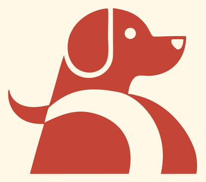 Negative Space Sitting Puppy Side Profile Mark #fff8e7/#c44536