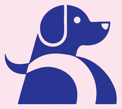 Negative Space Sitting Puppy Side Profile Mark #fce4ec/#283593