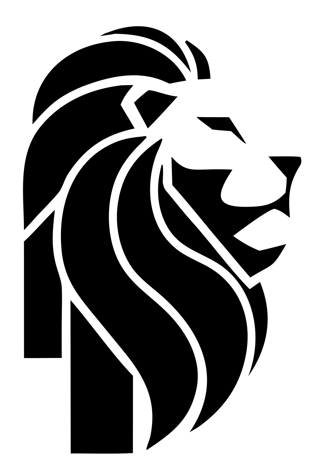 Brutalist Side Profile Mane Lion Mark #ffffff/#000000