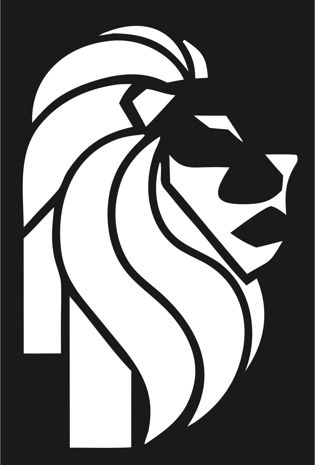Brutalist Side Profile Mane Lion Mark #1a1a1a/#ffffff