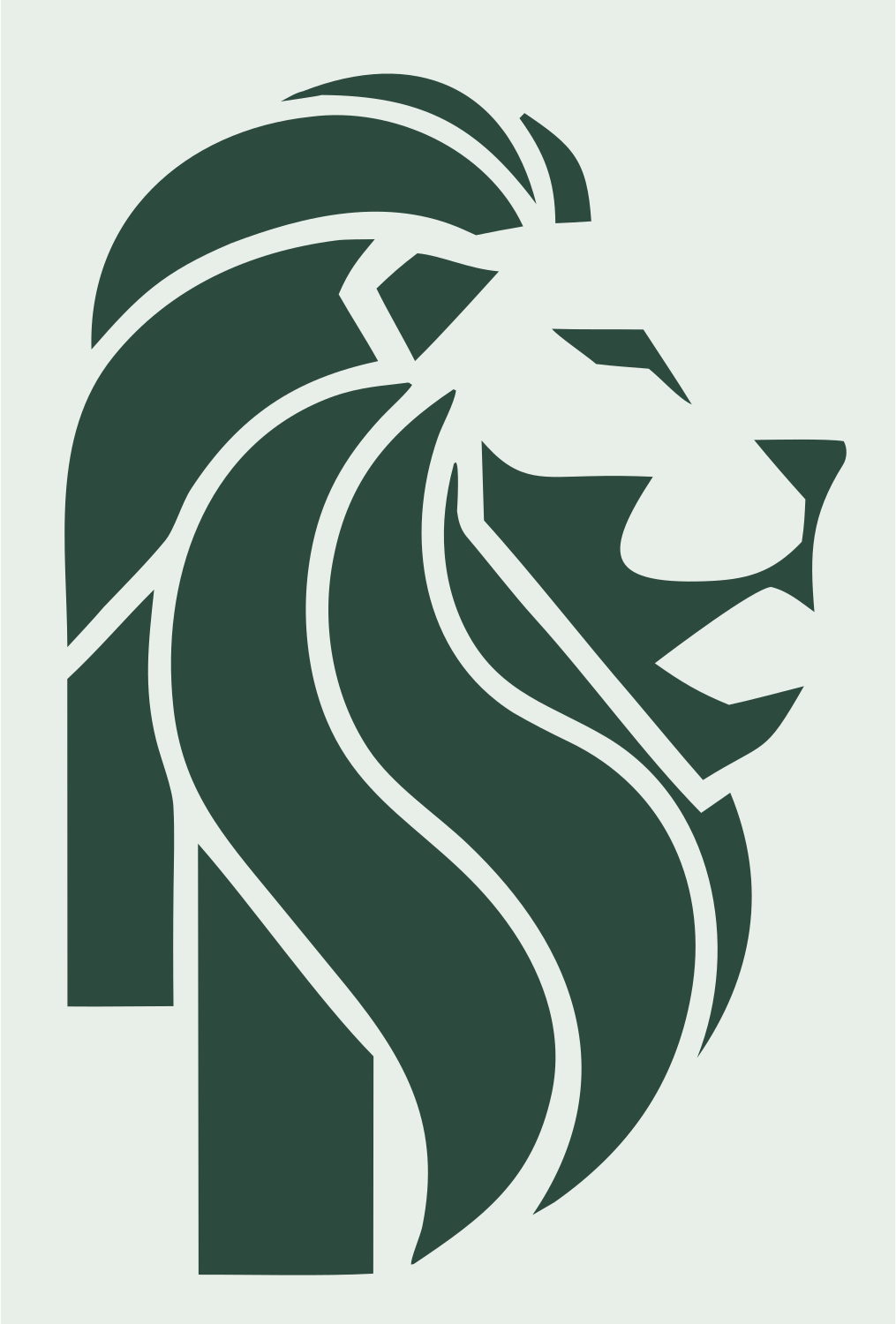 Brutalist Side Profile Mane Lion Mark #e8efe9/#2d4a3e
