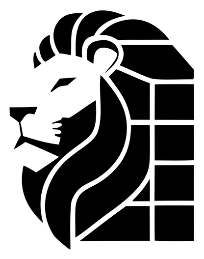 Brutalist Segmented Mane Side Profile Lion Mark #ffffff/#000000