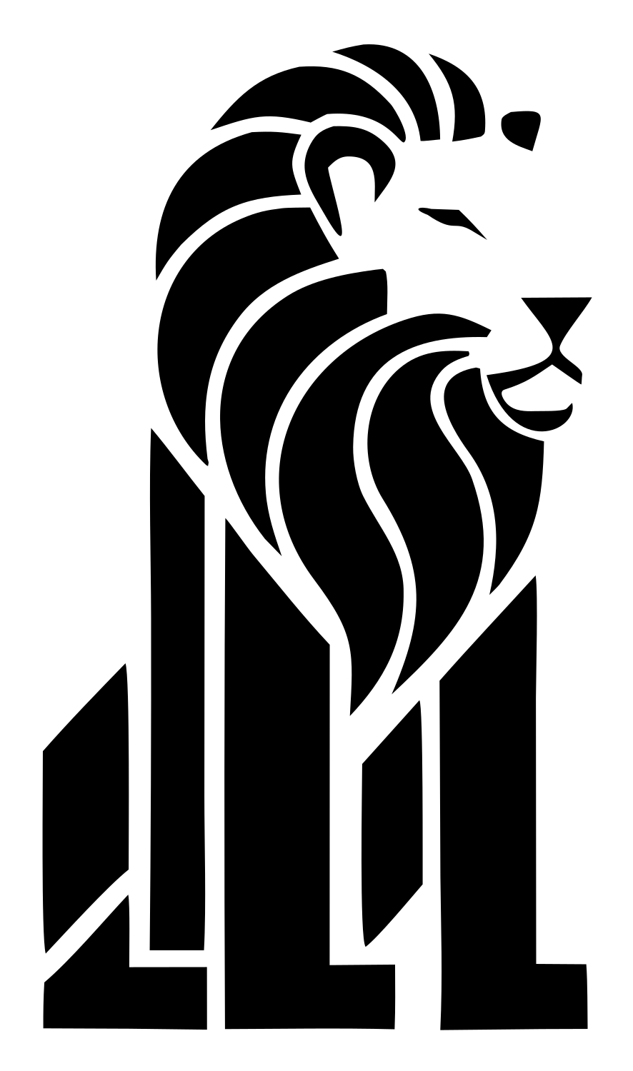 Brutalist Skyscraper Mane Seated Lion Mark #ffffff/#000000