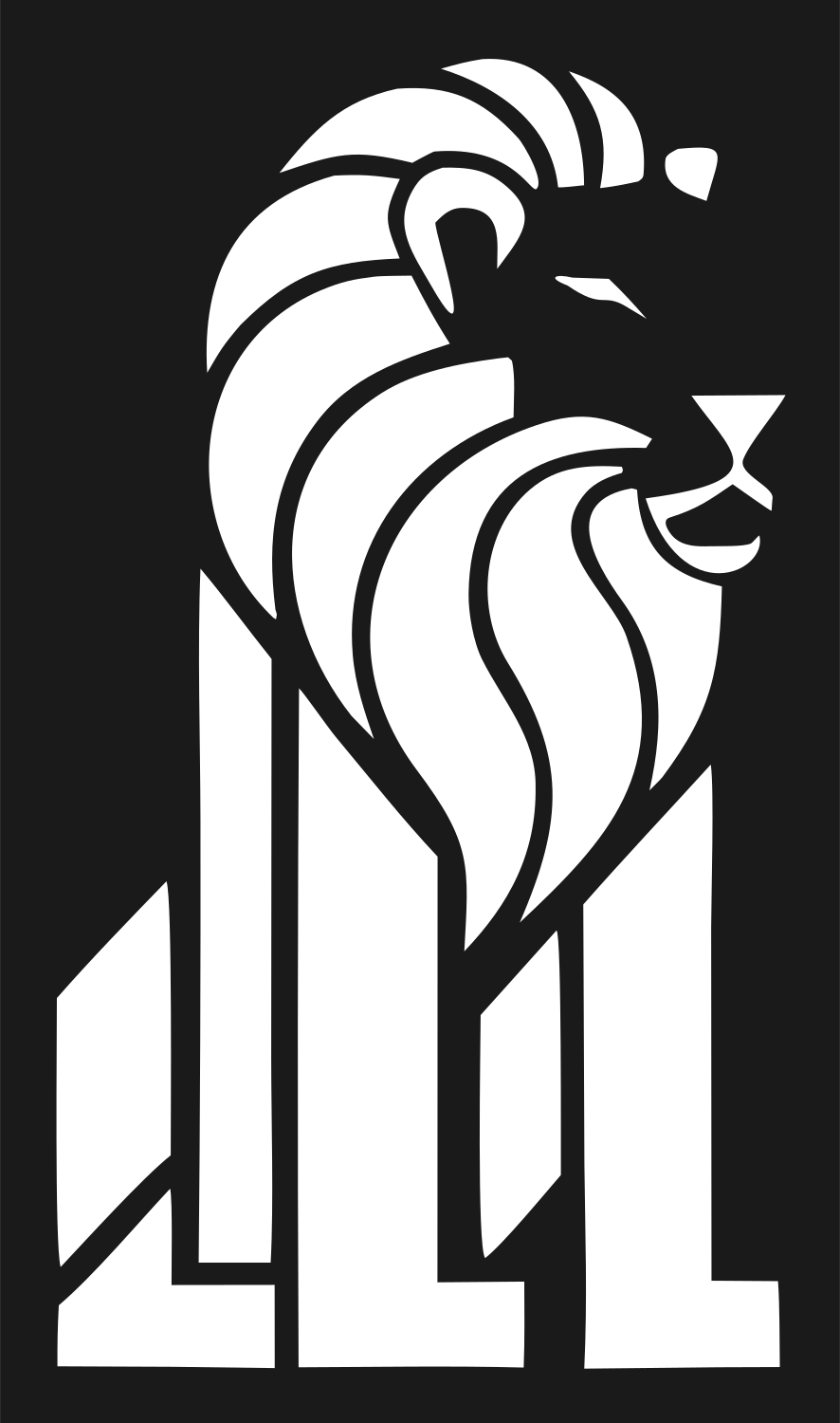 Brutalist Skyscraper Mane Seated Lion Mark #1a1a1a/#ffffff
