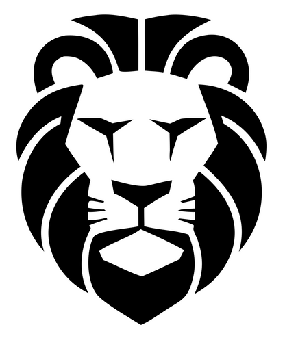Brutalist Flat Mane Frontal Lion Crest #ffffff/#000000