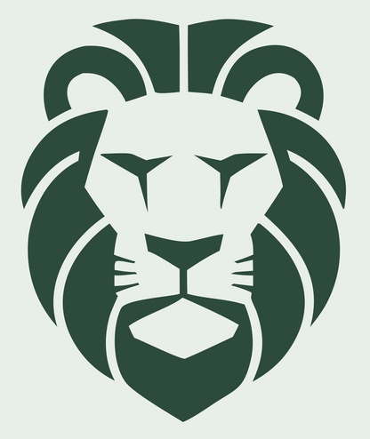 Brutalist Flat Mane Frontal Lion Crest #e8efe9/#2d4a3e
