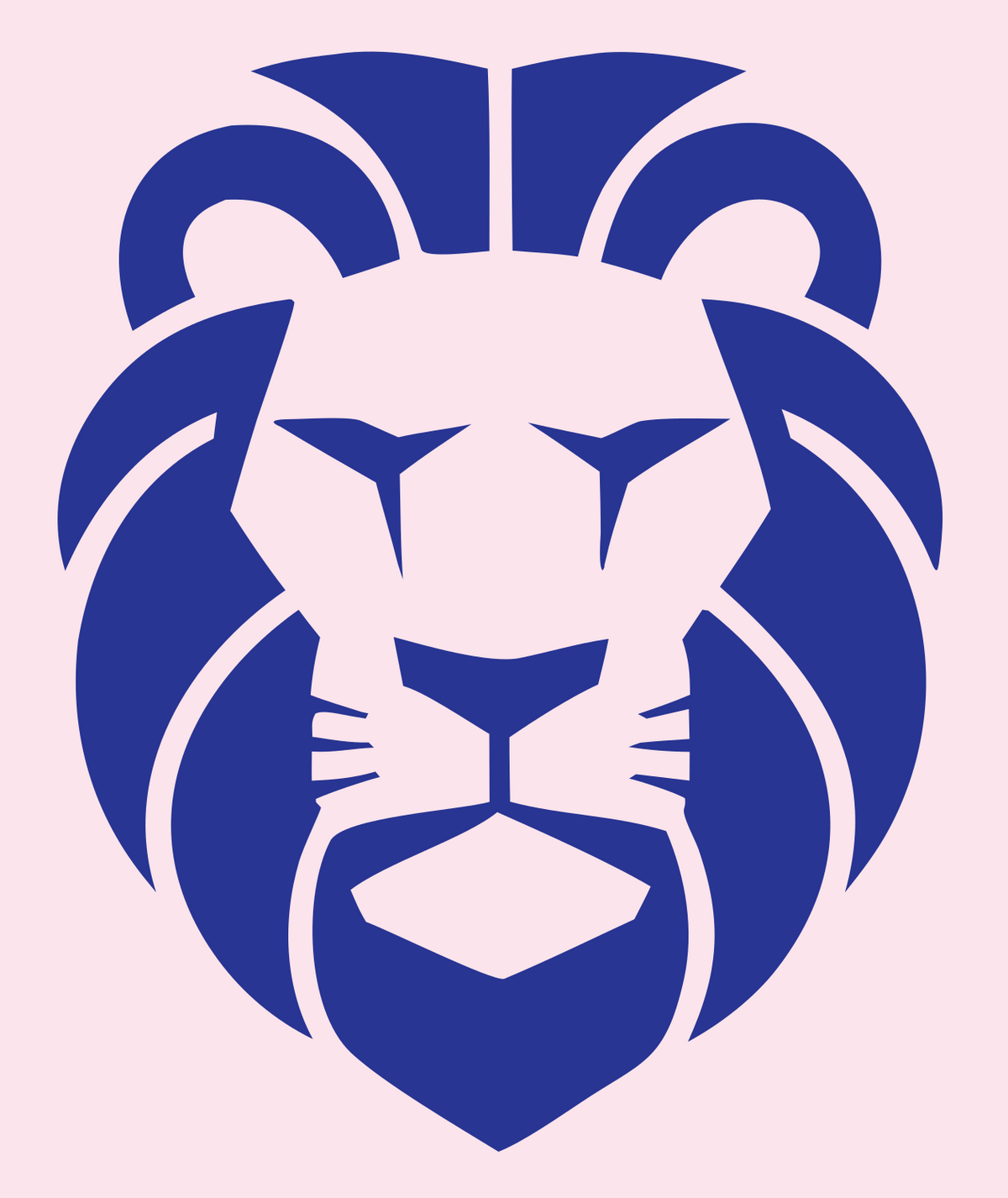 Brutalist Flat Mane Frontal Lion Crest #fce4ec/#283593
