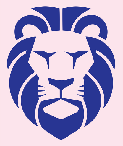 Brutalist Flat Mane Frontal Lion Crest #fce4ec/#283593