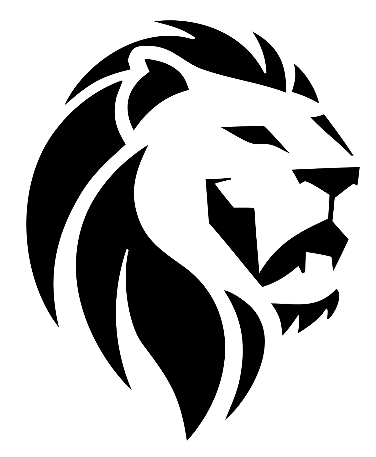 Brutalist Side Profile Roaring Lion Mark #ffffff/#000000