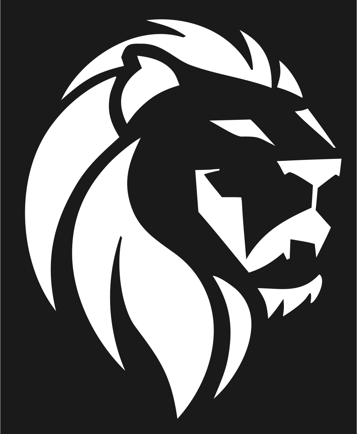 Brutalist Side Profile Roaring Lion Mark #1a1a1a/#ffffff