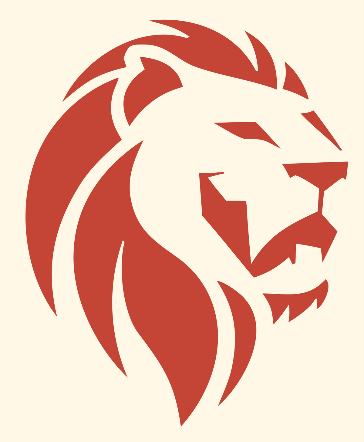 Brutalist Side Profile Roaring Lion Mark #fff8e7/#c44536