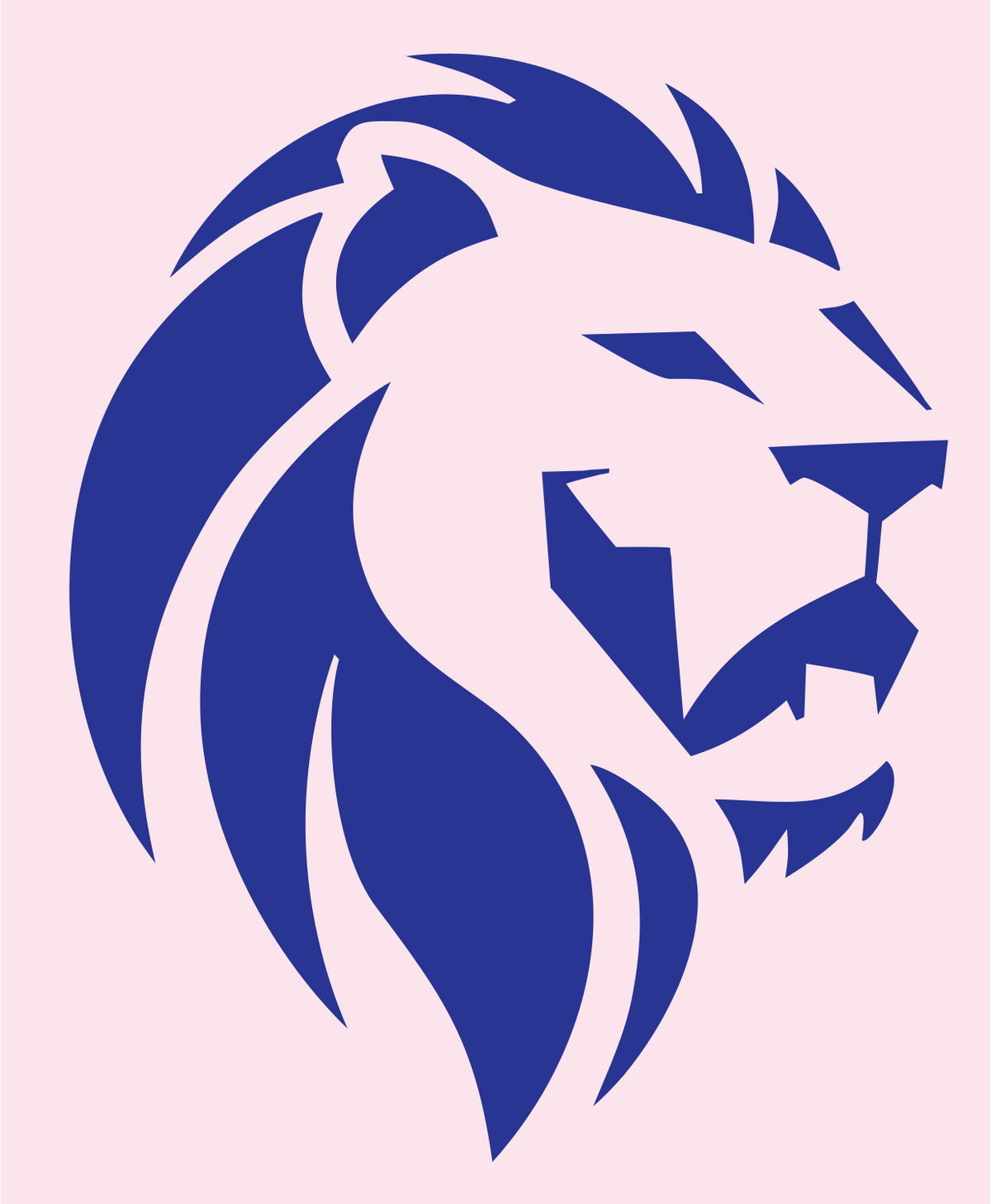 Brutalist Side Profile Roaring Lion Mark #fce4ec/#283593