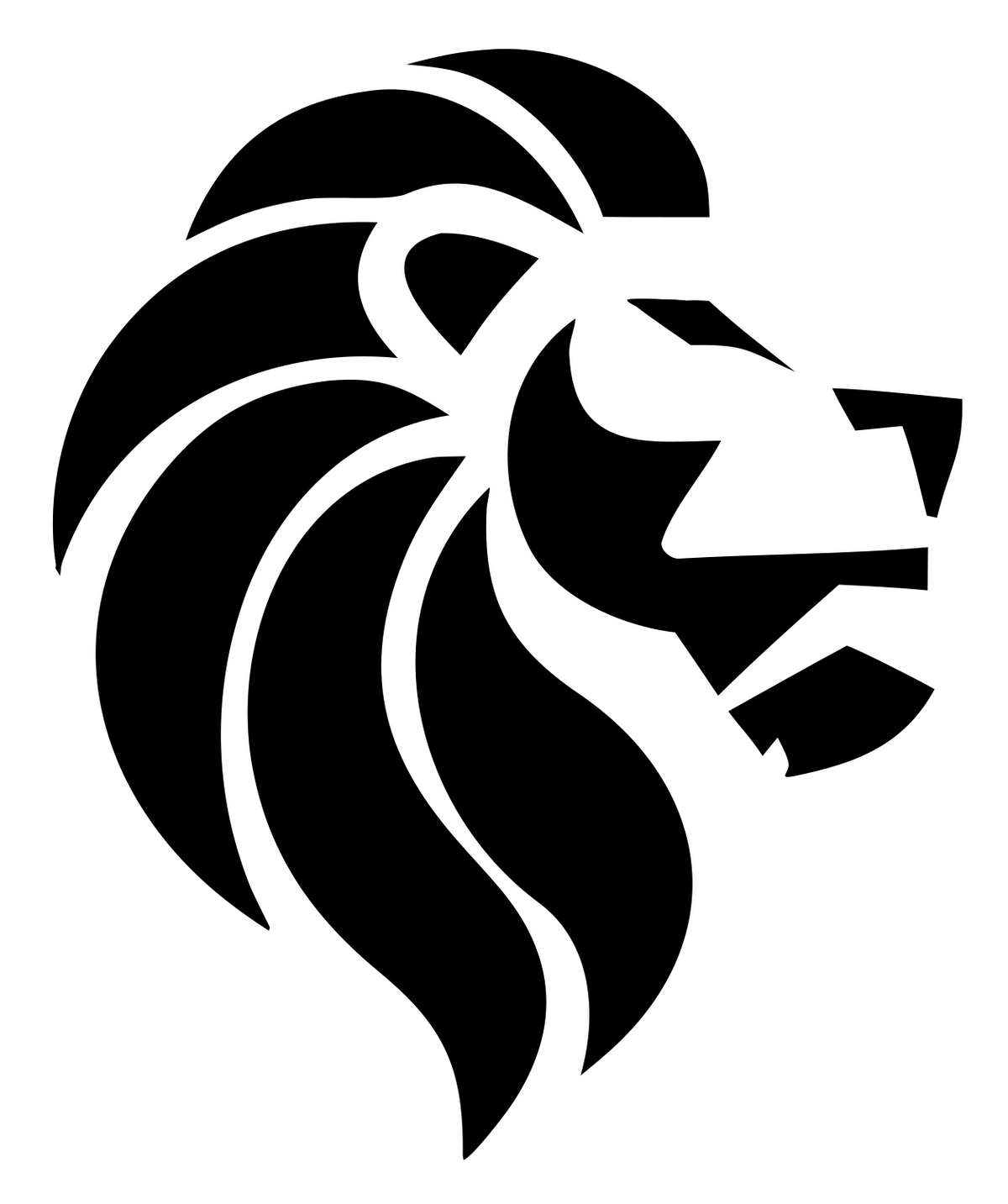 Brutalist Side Profile Roaring Lion Crest #ffffff/#000000