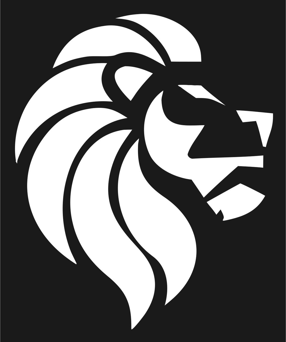 Brutalist Side Profile Roaring Lion Crest #1a1a1a/#ffffff