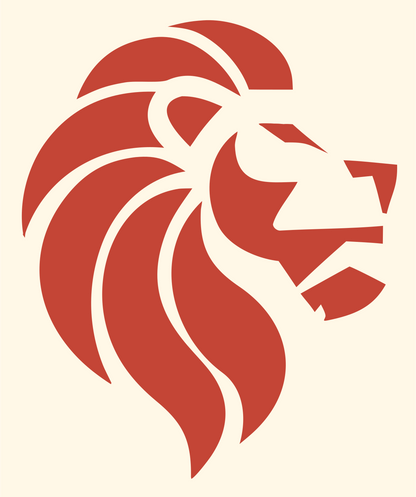 Brutalist Side Profile Roaring Lion Crest #fff8e7/#c44536