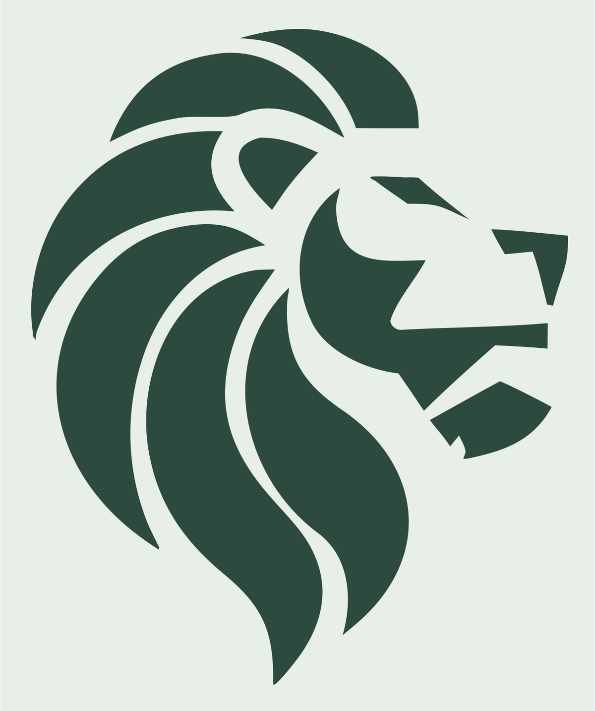Brutalist Side Profile Roaring Lion Crest #e8efe9/#2d4a3e