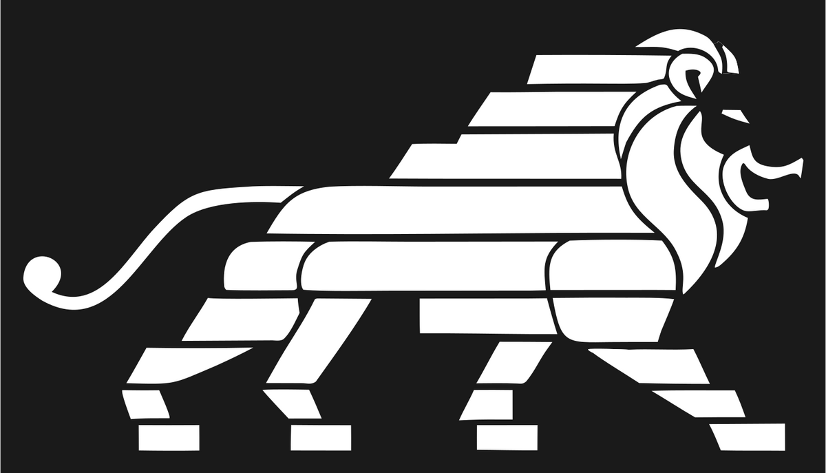 Brutalist Striped Walking Lion Mark #1a1a1a/#ffffff