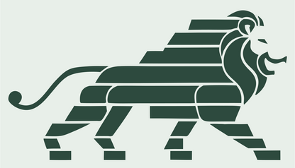 Brutalist Striped Walking Lion Mark #e8efe9/#2d4a3e