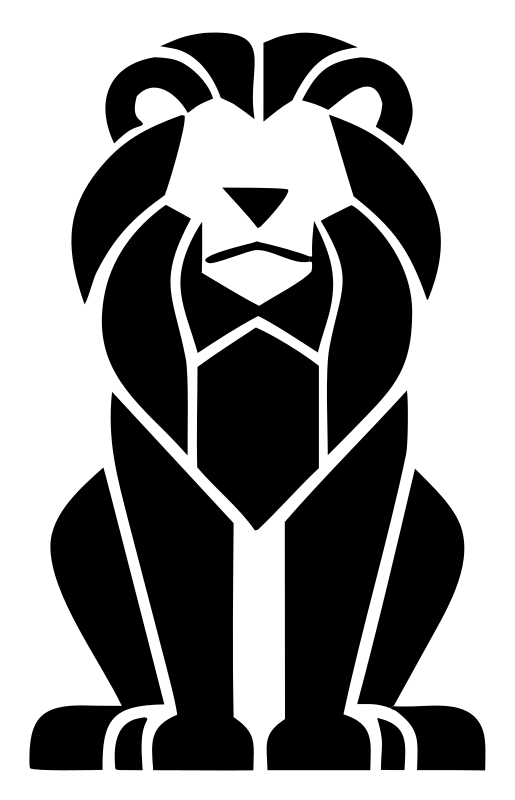 Brutalist Seated Full Body Lion Crest