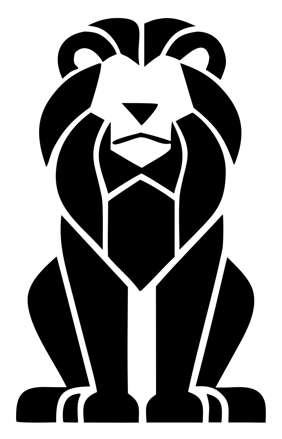 Brutalist Seated Full Body Lion Crest #ffffff/#000000