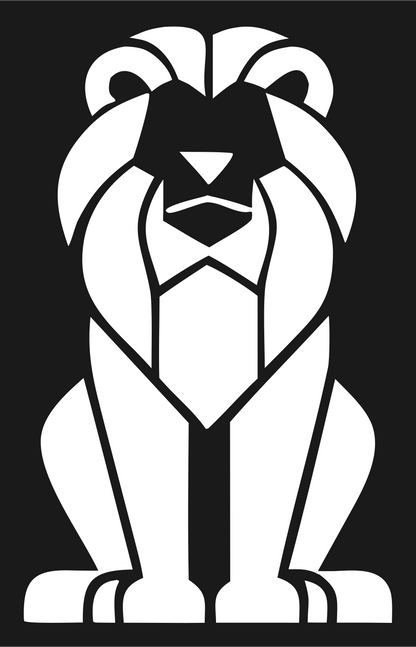 Brutalist Seated Full Body Lion Crest #1a1a1a/#ffffff