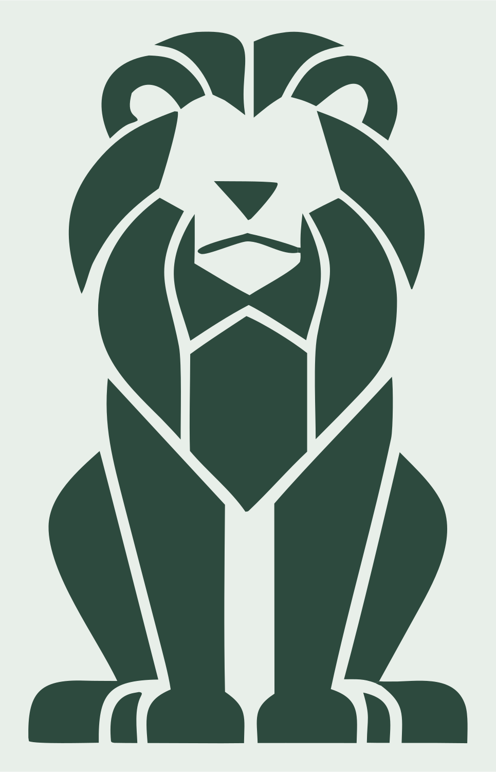 Brutalist Seated Full Body Lion Crest #e8efe9/#2d4a3e