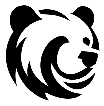 Hand-Drawn Swooping Grizzly Head Mark #ffffff/#000000