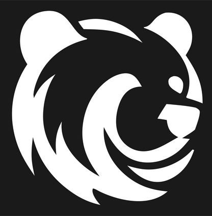 Hand-Drawn Swooping Grizzly Head Mark #1a1a1a/#ffffff