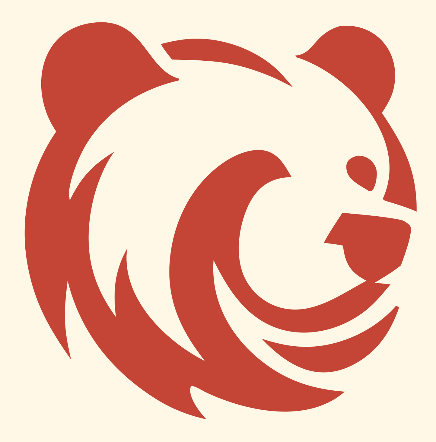 Hand-Drawn Swooping Grizzly Head Mark #fff8e7/#c44536