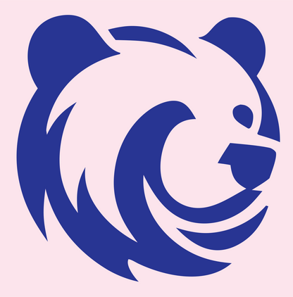Hand-Drawn Swooping Grizzly Head Mark #fce4ec/#283593