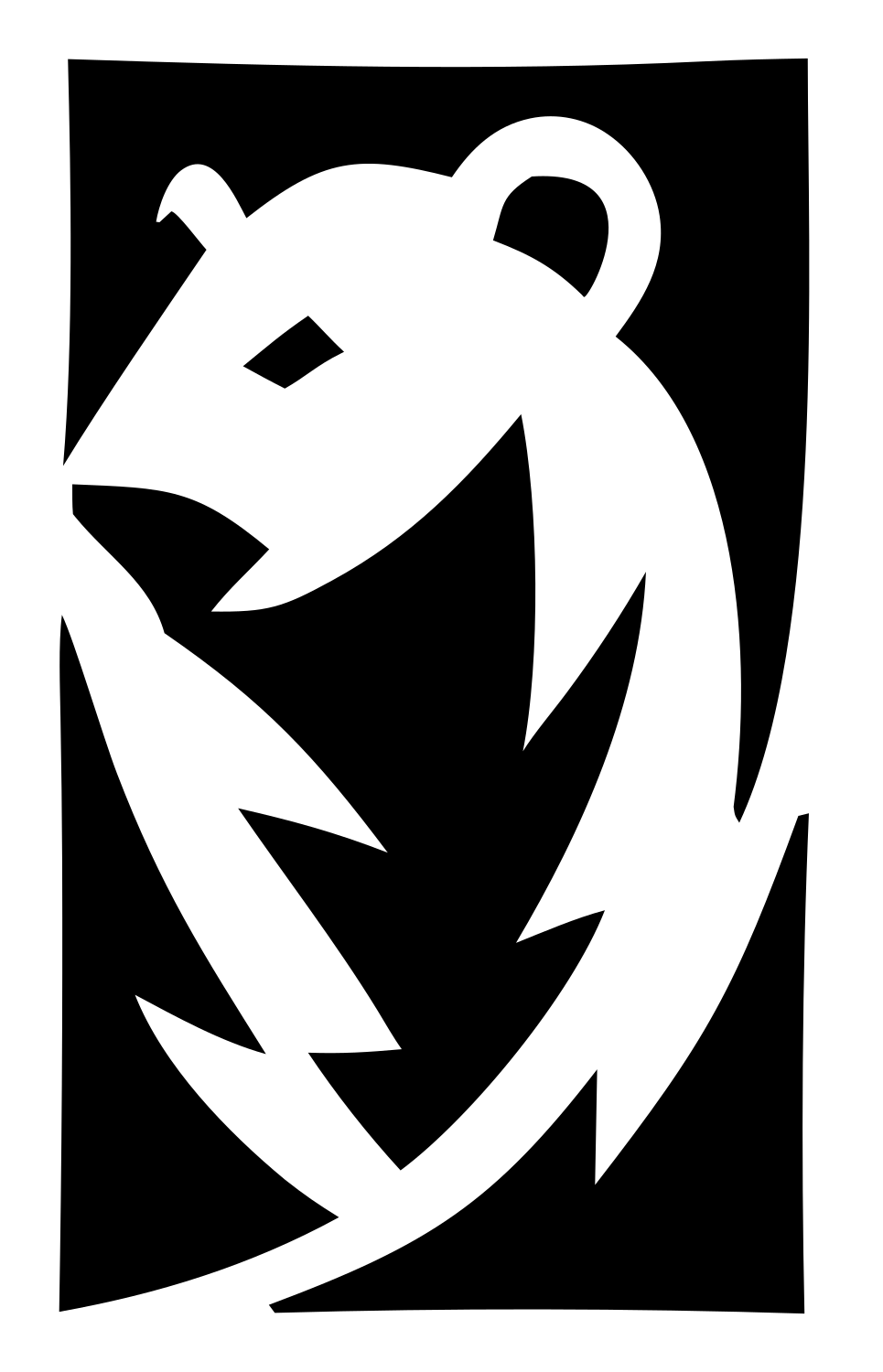 Hand-Drawn Prowling Bear Rectangle Mark #ffffff/#000000
