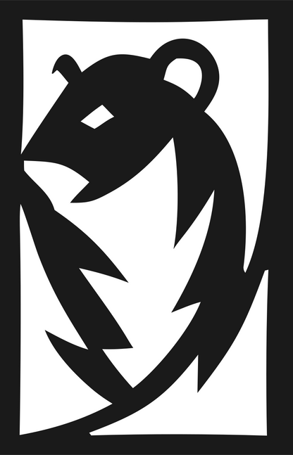 Hand-Drawn Prowling Bear Rectangle Mark #1a1a1a/#ffffff