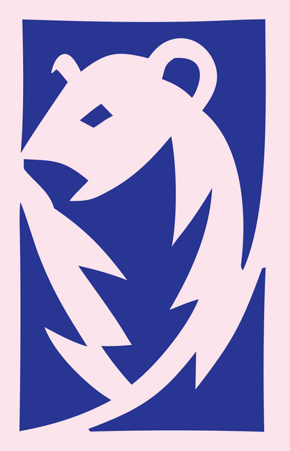 Hand-Drawn Prowling Bear Rectangle Mark #fce4ec/#283593