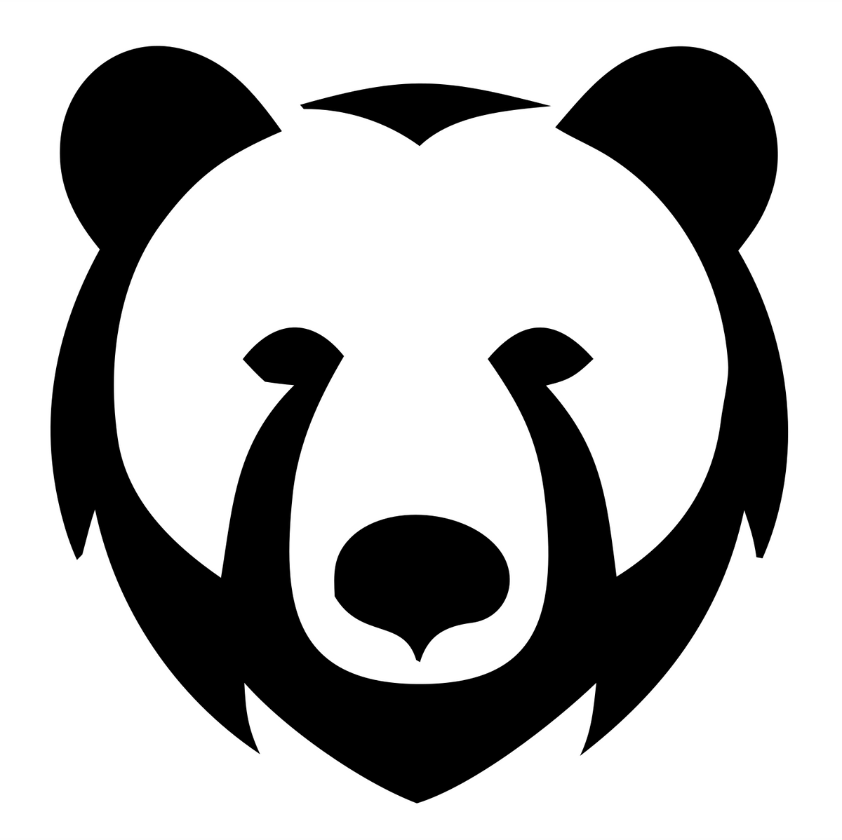 Bold Brushstroke Grizzly Face Mark #ffffff/#000000